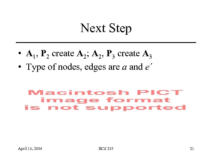 Next Step • A 1, P 2 create A 2; A 2, P 3