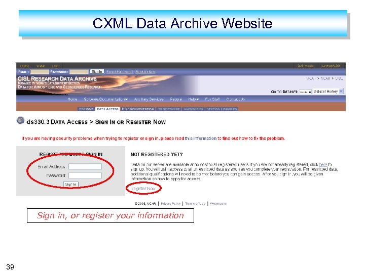 CXML Data Archive Website Sign in, or register your information 39 