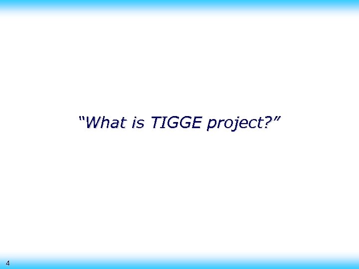 “What is TIGGE project? ” 4 