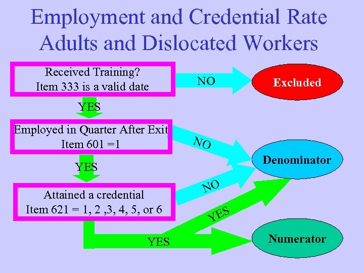 Employment and Credential Rate Adults and Dislocated Workers Received Training? Item 333 is a