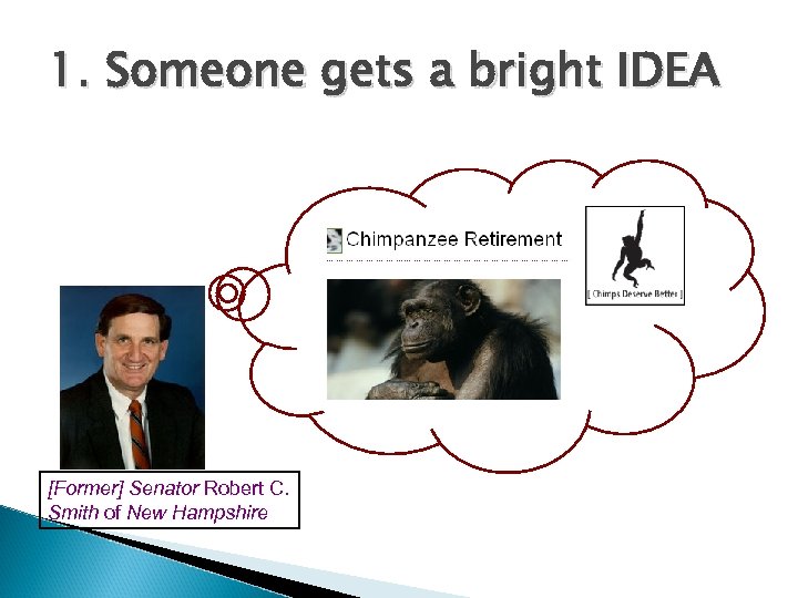 1. Someone gets a bright IDEA [Former] Senator Robert C. Smith of New Hampshire