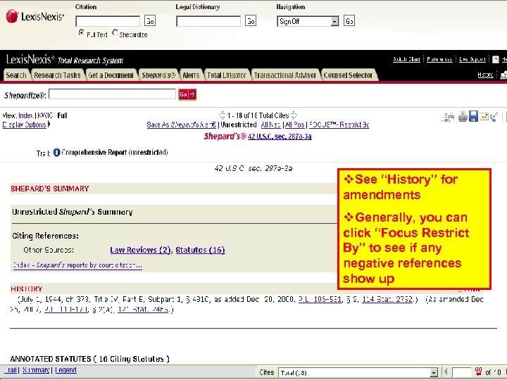 v. See “History” for amendments v. Generally, you can click “Focus Restrict By” to