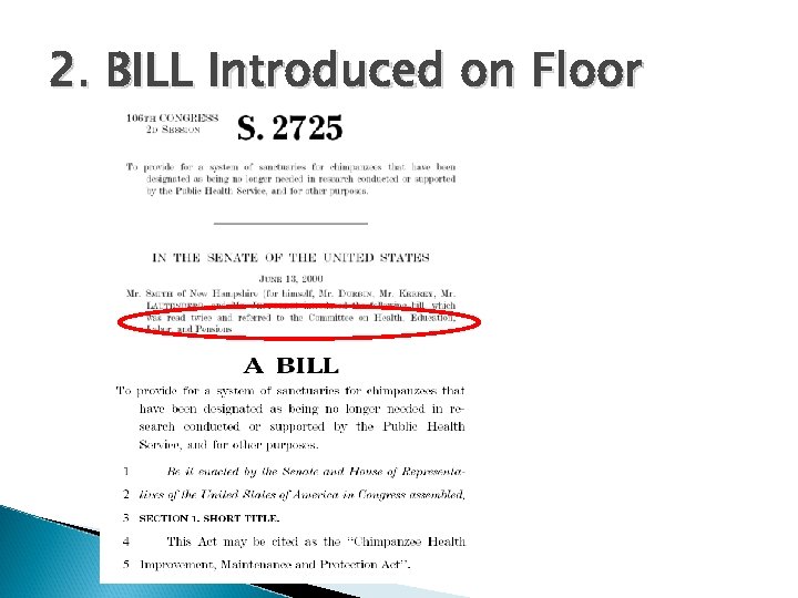 2. BILL Introduced on Floor 