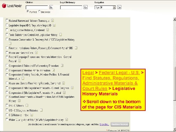 Legal > Federal Legal - U. S. > Find Statutes, Regulations, Administrative Materials &