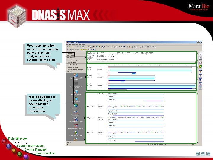 Upon opening a text record, the comments pane of the main analysis window automatically