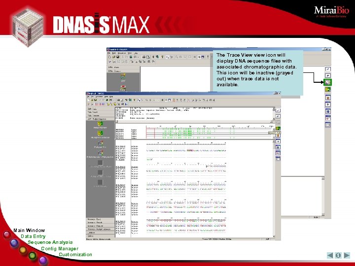 The Trace View view icon will display DNA sequence files with associated chromatographic data.