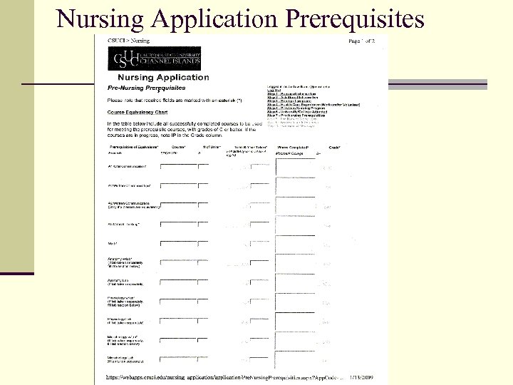 Nursing Application Prerequisites 