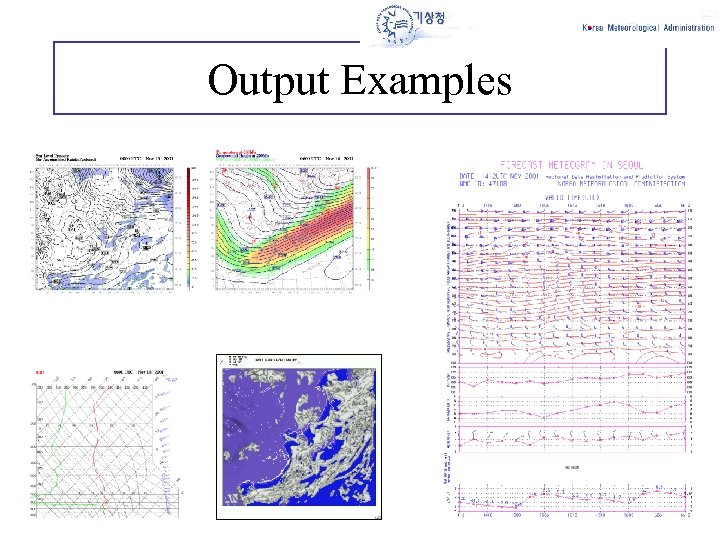 Output Examples 지상기압과 강수분포 단열선도 상층제트 Meteogram 