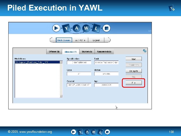 Piled Execution in YAWL real a university for the © 2009, www. yawlfoundation. org