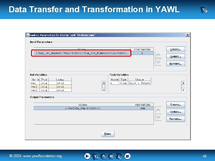 Data Transfer and Transformation in YAWL real a university for the © 2009, www.