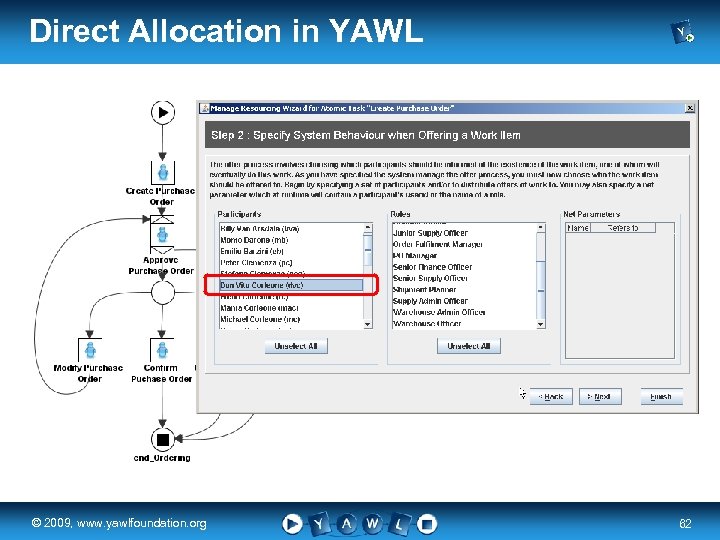 Direct Allocation in YAWL real a university for the © 2009, www. yawlfoundation. org