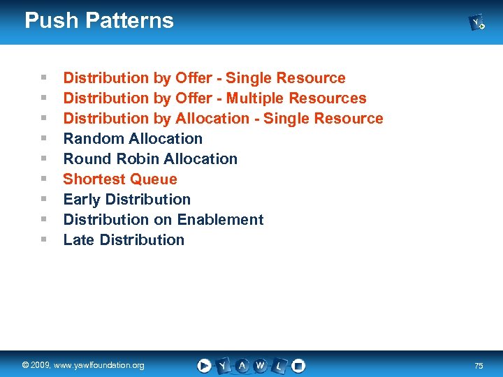 Push Patterns § § § § § Distribution by Offer - Single Resource Distribution