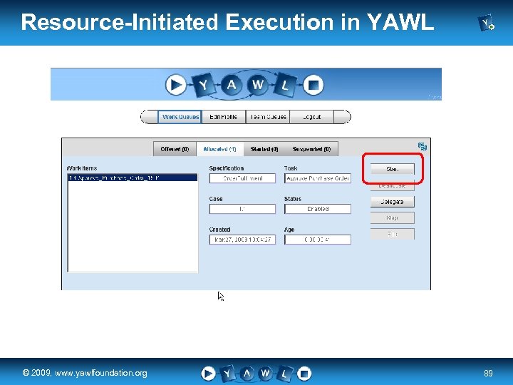 Resource-Initiated Execution in YAWL real a university for the © 2009, www. yawlfoundation. org