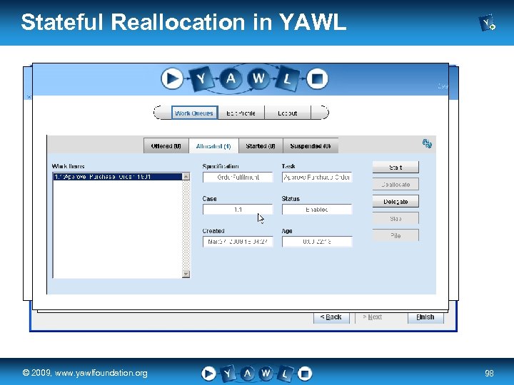 Stateful Reallocation in YAWL real a university for the © 2009, www. yawlfoundation. org