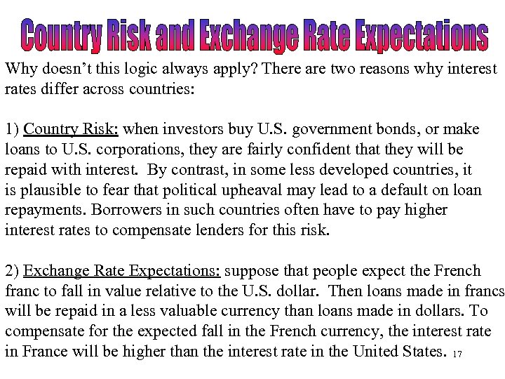 Why doesn’t this logic always apply? There are two reasons why interest rates differ