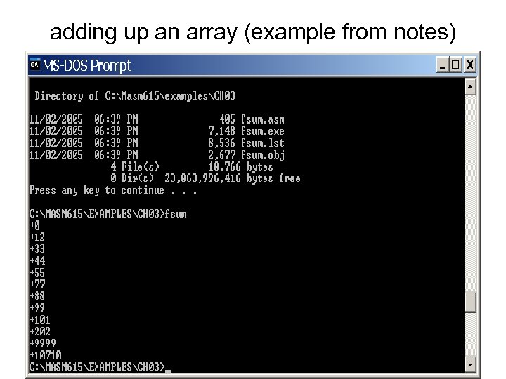 adding up an array (example from notes) 