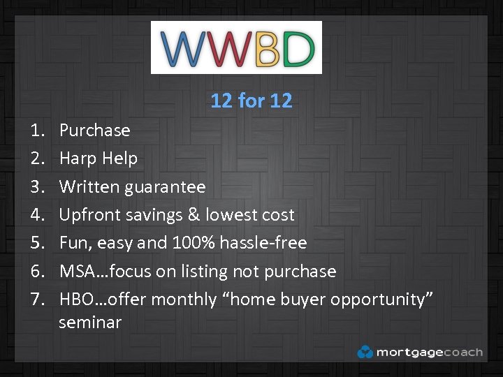 12 for 12 1. 2. 3. 4. 5. 6. 7. Purchase Harp Help Written