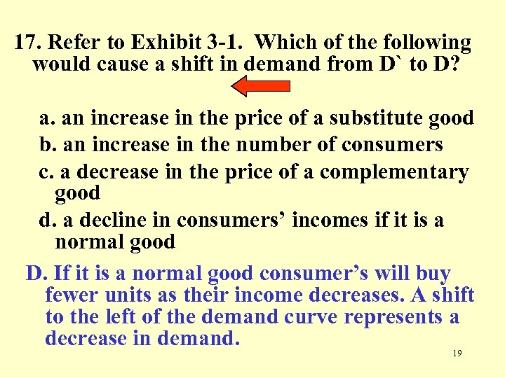 17. Refer to Exhibit 3 -1. Which of the following would cause a shift