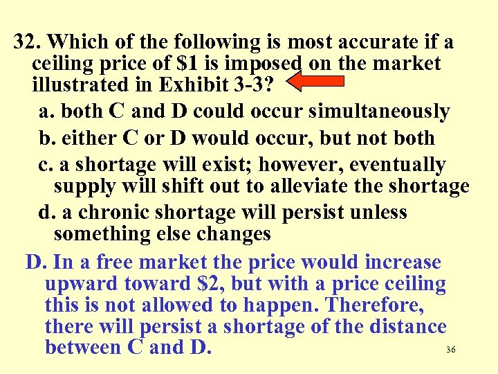 32. Which of the following is most accurate if a ceiling price of $1