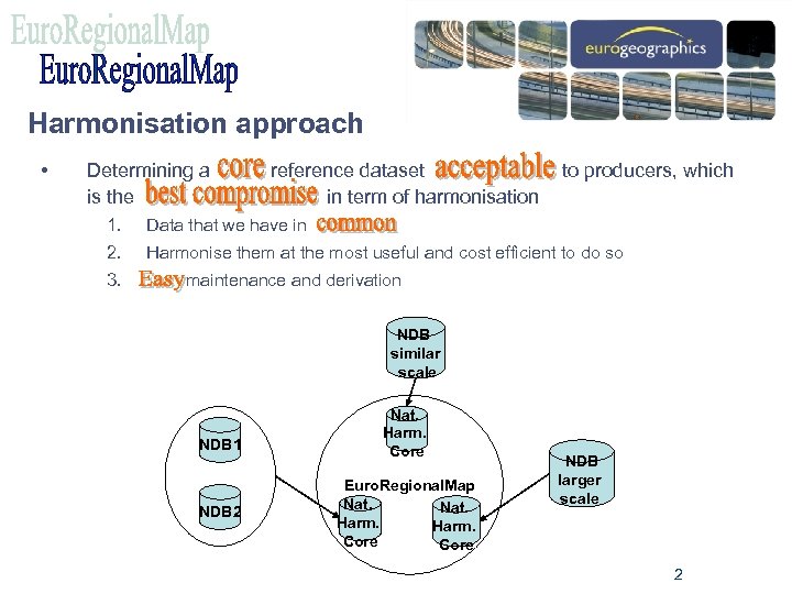 Harmonisation approach • Determining a is the reference dataset in term of harmonisation to