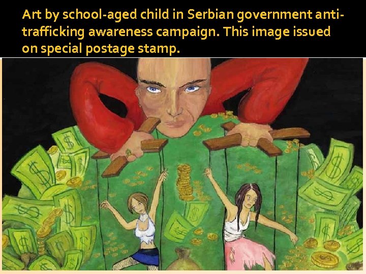 Art by school-aged child in Serbian government antitrafficking awareness campaign. This image issued on