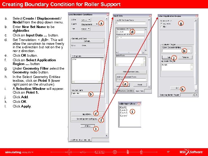 Creating Boundary Condition for Roller Support a. b. c. d. e. f. g. h.