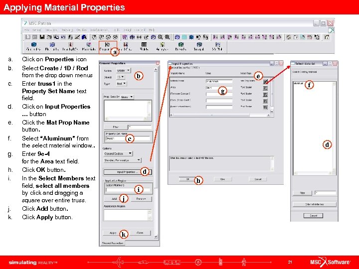 Applying Material Properties a. b. c. d. e. f. g. h. i. j. k.