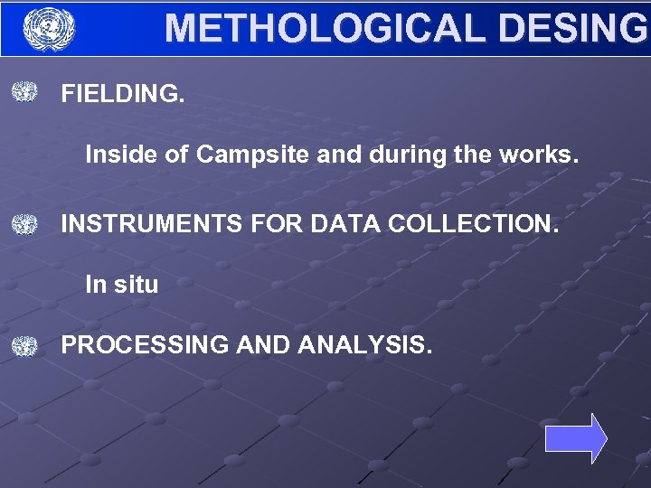 METHOLOGICAL DESING FIELDING. Inside of Campsite and during the works. INSTRUMENTS FOR DATA COLLECTION.