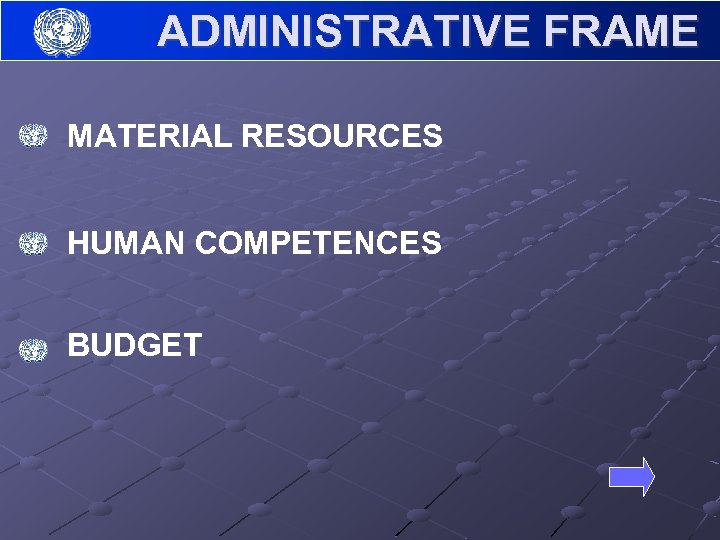 ADMINISTRATIVE FRAME MATERIAL RESOURCES HUMAN COMPETENCES BUDGET 