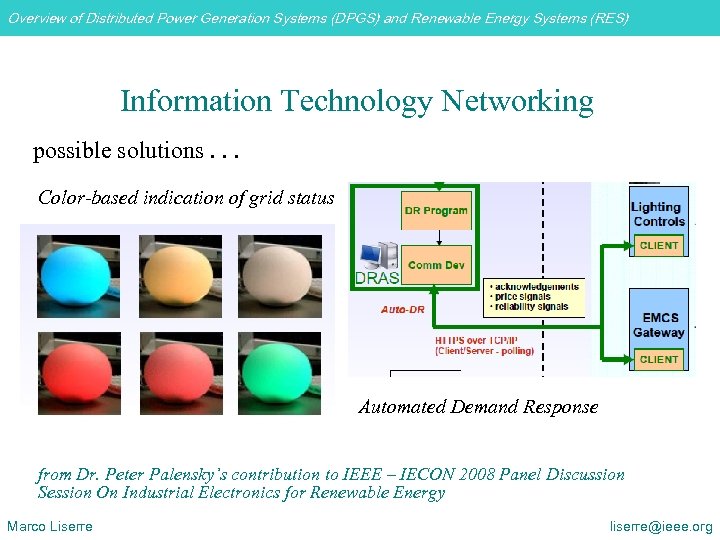 Overview of Distributed Power Generation Systems (DPGS) and Renewable Energy Systems (RES) Information Technology