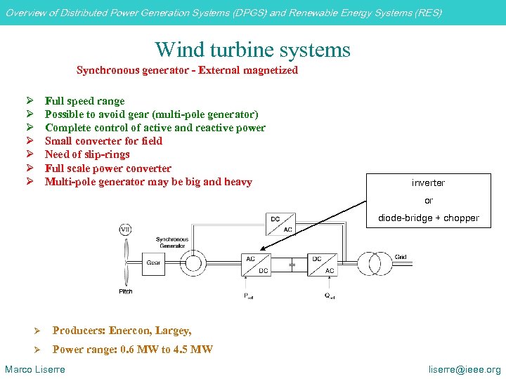 Overview of Distributed Power Generation Systems (DPGS) and Renewable Energy Systems (RES) Wind turbine