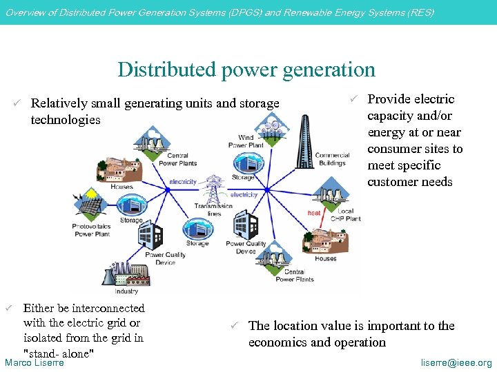 Overview of Distributed Power Generation Systems (DPGS) and Renewable Energy Systems (RES) Distributed power