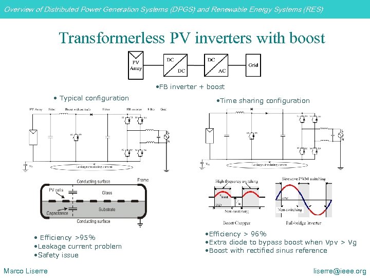 Overview of Distributed Power Generation Systems (DPGS) and Renewable Energy Systems (RES) Transformerless PV
