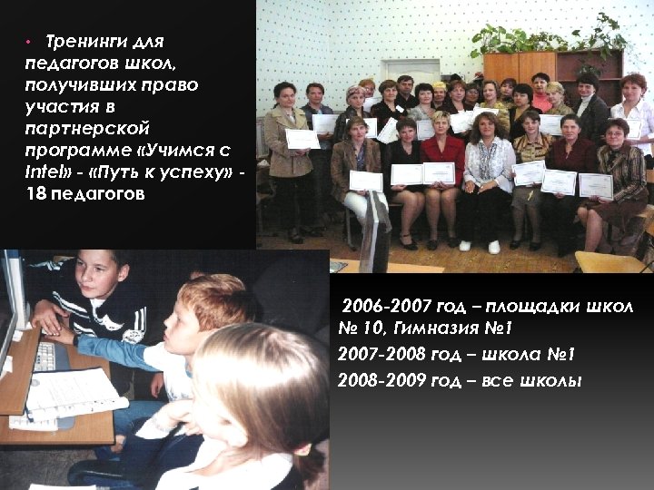 Тренинги для педагогов школ, получивших право участия в партнерской программе «Учимся с Intel» -