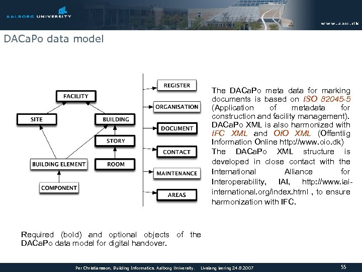 DACa. Po data model The DACa. Po meta data for marking documents is based