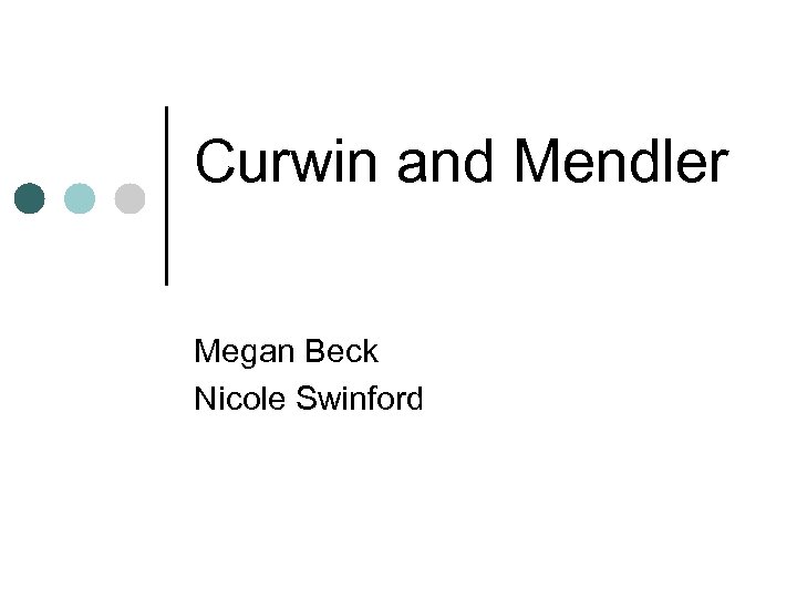 Curwin and Mendler Megan Beck Nicole Swinford 