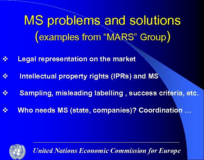 MS problems and solutions (examples from “MARS” Group) v Legal representation on the market