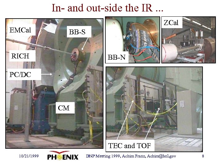 In- and out-side the IR. . . EMCal ZCal BB-S RICH BB-N PC/DC CM