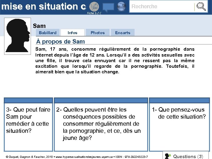 mise en situation c Recherche Fiche 5. 2 C Sam Babillard Infos Photos Encarts