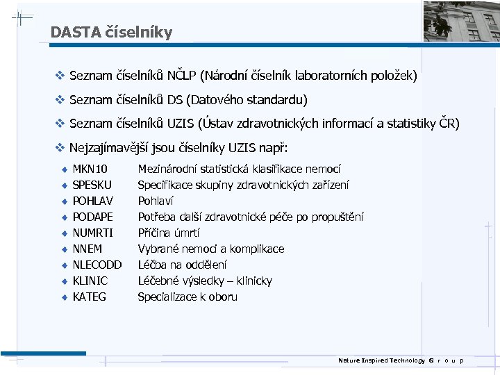 DASTA číselníky v Seznam číselníků NČLP (Národní číselník laboratorních položek) v Seznam číselníků DS