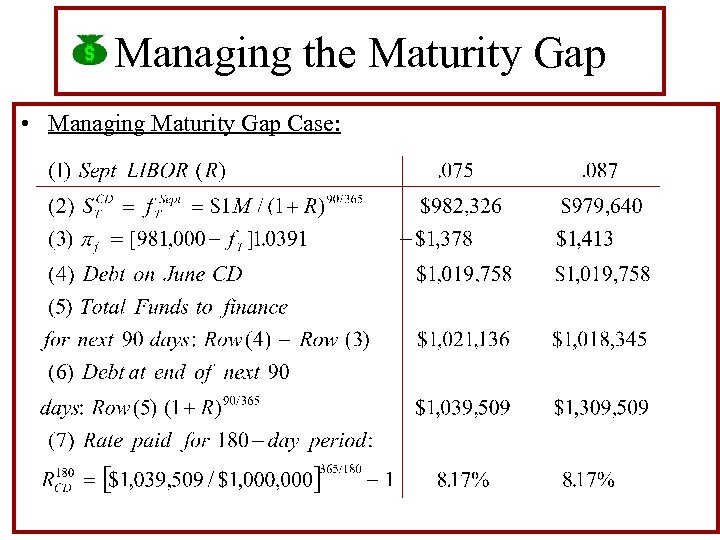 Managing the Maturity Gap • Managing Maturity Gap Case: 
