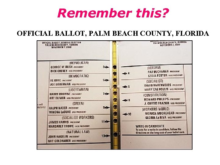 Remember this? OFFICIAL BALLOT, PALM BEACH COUNTY, FLORIDA 