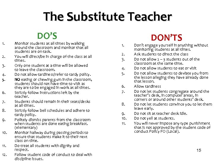 The Substitute Teacher 1. 2. 3. 4. 5. 6. 7. 8. 9. 10. 11.