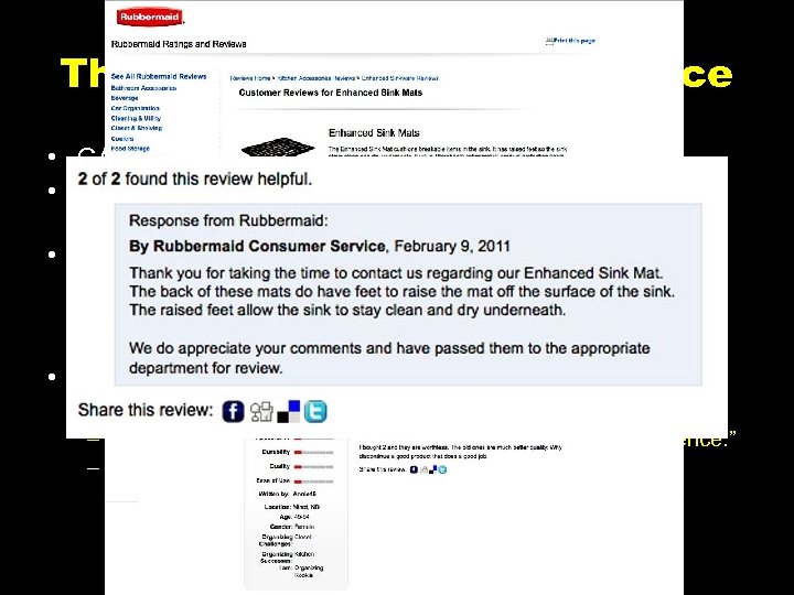 The Authentic Consumer Voice • CASE STUDY: Rubbermaid • Customer reviews added to product
