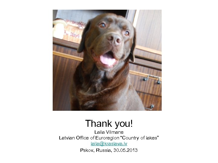 Thank you! Laila Vilmane Latvian Office of Euroregion “Country of lakes” laila@kraslava. lv Pskov,
