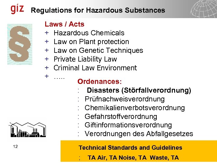 Regulations for Hazardous Substances Laws / Acts + Hazardous Chemicals + Law on Plant