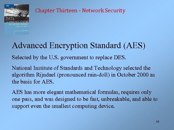 Chapter Thirteen - Network Security Advanced Encryption Standard (AES) Selected by the U. S.