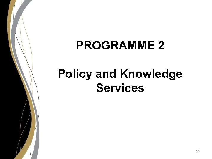 PROGRAMME 2 Policy and Knowledge Services 22 