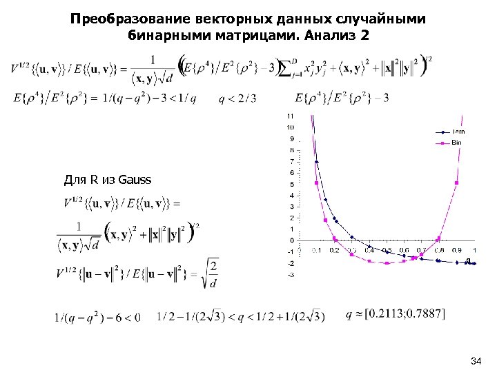 Преобразование векторных данных случайными бинарными матрицами. Анализ 2 Для R из Gauss 34 