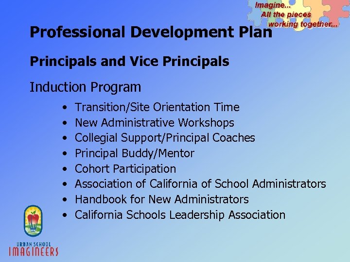 Professional Development Plan Principals and Vice Principals Induction Program • • Transition/Site Orientation Time